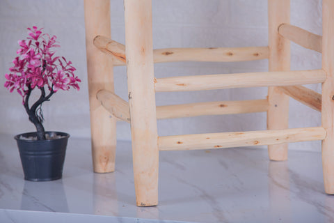 Tabouret marocain en bois et tressé