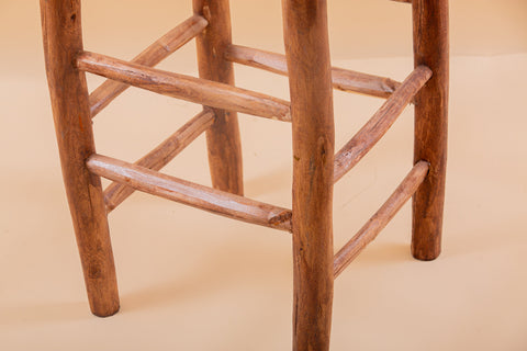 Tabouret de bar marocain en bois de laurier 80 cm
