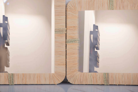 Lot de 3 miroirs muraux carrés en rotin- décoration murale-Miroir bohème en rotin-Miroir décoratif mural-Miroirs en osier