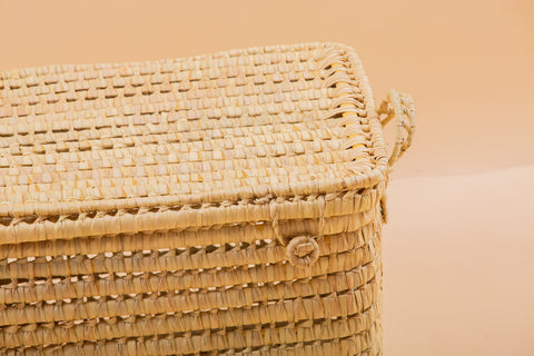 Coffre de rangement en osier - Coffre de rangement et panier en feuille de palmier 60 cm