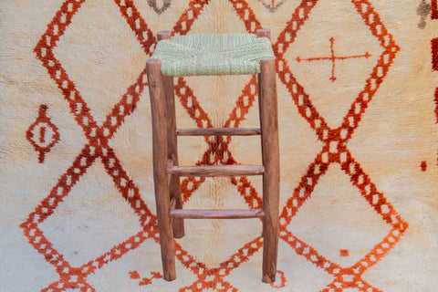 Tabouret de bar marocain en bois de laurier 80 cm
