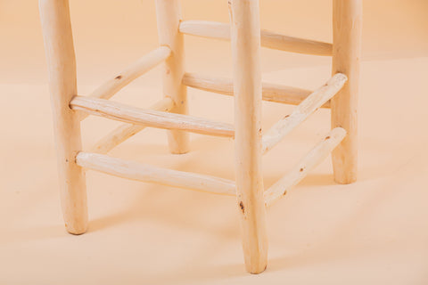 Tabouret marocain en bois et tressé