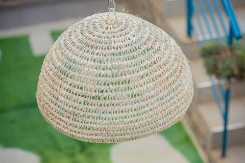 Suspension boule en osier naturel ajouré 50 cm