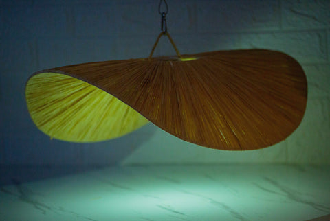 Nouveau style la vague lustre lampe marocaine fait main rotin Suspension en osier naturel, suspension doum ajourée