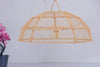 Suspension Bell en raphia et abat-jour en dentelle