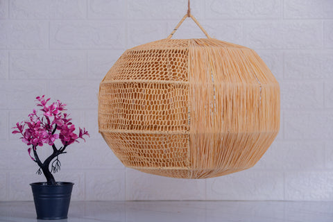 Suspension boule en raphia