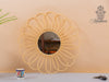 Miroir mural rond en rotin Fleur - décoration murale - écru naturel fait main - Miroir bohème en rotin - Miroir décoratif mural - Miroirs en osier