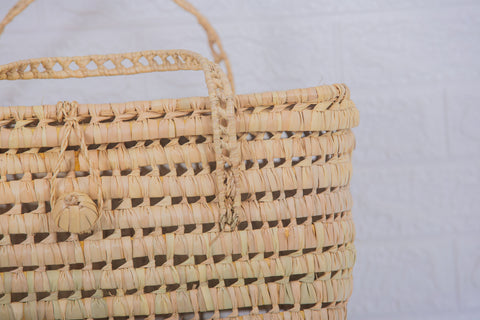 Coffre de rangement en osier - Coffre de rangement et panier en feuille de palmier 50 cm