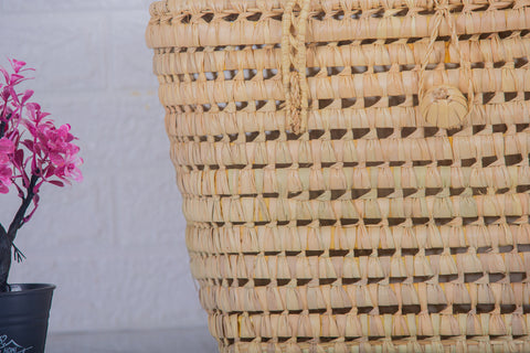 Coffre de rangement en osier - Coffre de rangement et panier en feuille de palmier 50 cm