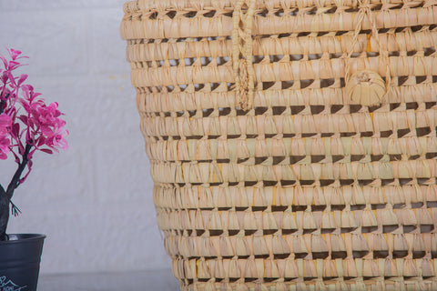 Coffre de rangement en osier - Coffre de rangement et panier en feuille de palmier 50 cm