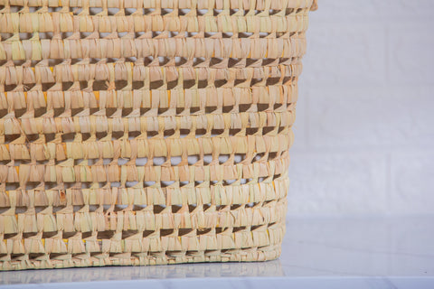Coffre de rangement en osier - Coffre de rangement et panier en feuille de palmier 60 cm