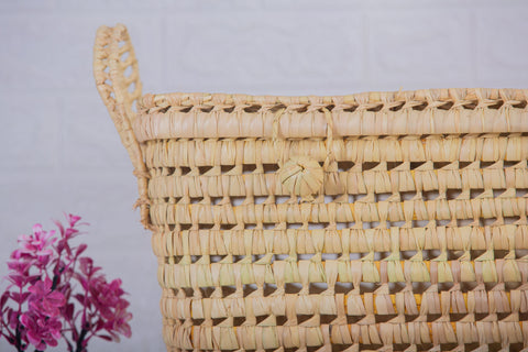 Coffre de rangement en osier - Coffre de rangement et panier en feuille de palmier 60 cm