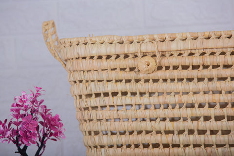 Coffre de rangement en osier - Coffre de rangement et panier en feuille de palmier 80 cm