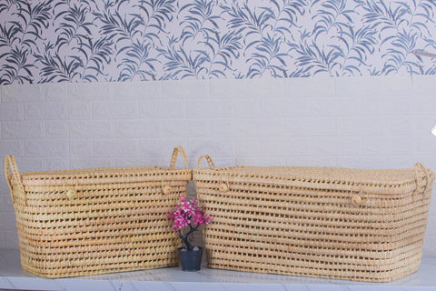 Coffre de rangement Trio en osier - 3 Coffres de rangement en feuilles de palmier Panier de rangement 80+60+50 cm