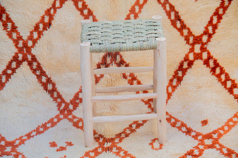 Tabouret marocain en bois et tressé