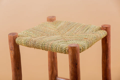Tabouret de bar marocain en bois de laurier 80 cm
