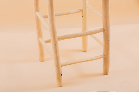 Chaise haute de bar en bois et corde, tabouret de bar