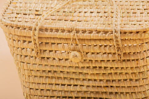Coffre de rangement en osier - Coffre de rangement et panier en feuille de palmier 50 cm