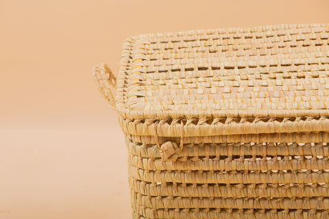 Coffre de rangement en osier - Coffre de rangement et panier en feuille de palmier 60 cm
