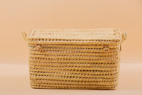 Coffre de rangement en osier - Coffre de rangement et panier en feuille de palmier 60 cm