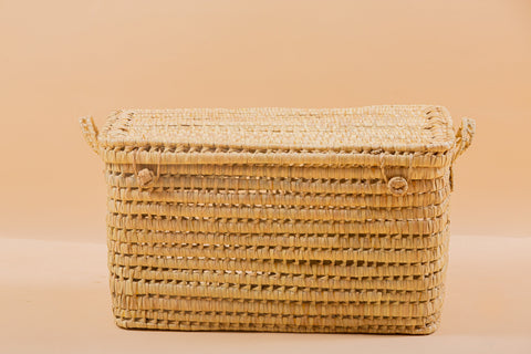 Coffre de rangement en osier - Coffre de rangement et panier en feuille de palmier 60 cm