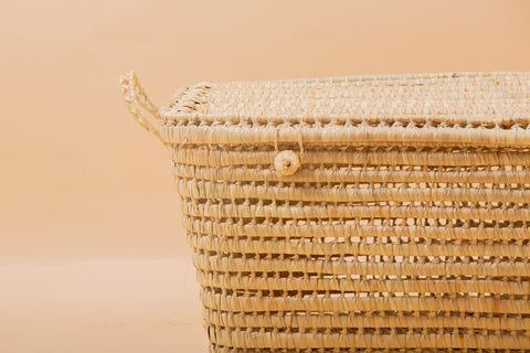 Coffre de rangement en osier - Coffre de rangement et panier en feuille de palmier 80 cm