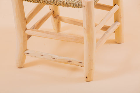 Tabouret marocain en bois et tressé