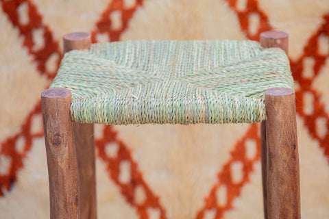 Tabouret de bar marocain en bois de laurier 80 cm