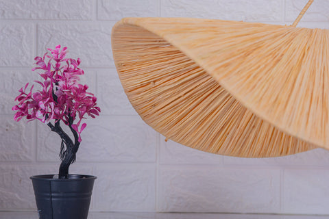 Nouveau style la vague lustre lampe marocaine fait main rotin Suspension en osier naturel, suspension doum ajourée