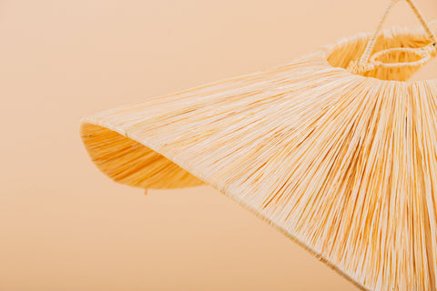 Nouveau style la vague lustre lampe marocaine fait main rotin Suspension en osier naturel, suspension doum ajourée