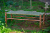 Banc marocain en bois massif et tissage naturel