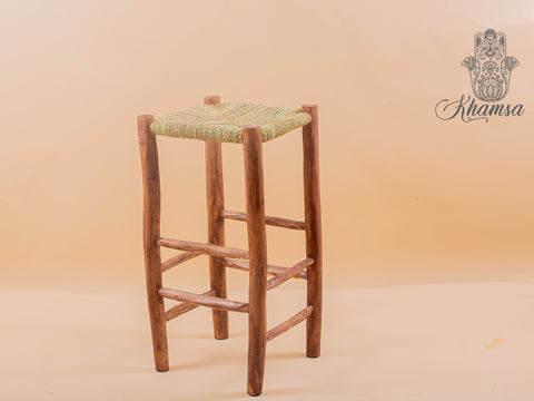 Tabouret de bar marocain en bois de laurier 80 cm