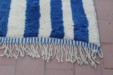 Moroccan Mrirt Area Rug: Handmade Wool Rug with a Distinctive Blue and White Design 9 ft X 11 ft Premium quality rug, Modern artwork