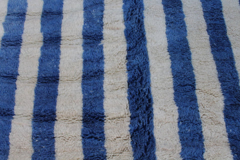 Moroccan Mrirt Area Rug: Handmade Wool Rug with a Distinctive Blue and White Design 9 ft X 11 ft Premium quality rug, Modern artwork