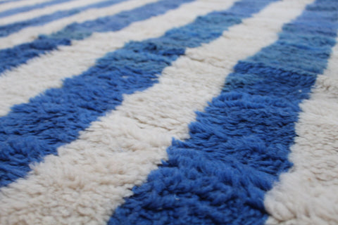 Moroccan Mrirt Area Rug: Handmade Wool Rug with a Distinctive Blue and White Design 9 ft X 11 ft Premium quality rug, Modern artwork