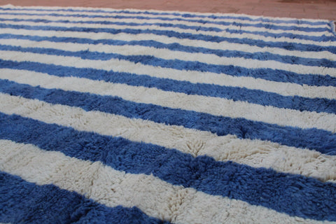 Moroccan Mrirt Area Rug: Handmade Wool Rug with a Distinctive Blue and White Design 9 ft X 11 ft Premium quality rug, Modern artwork