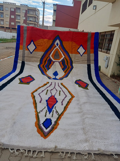 Moroccan Beniourain Rug 13 ft X 19.6 ft - Beni Rug White carpet - Living Room Rug - Bohemian Berber Rug - Handmade Wool Rug