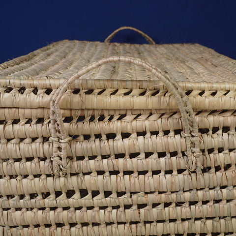 Coffre de rangement en osier - Coffre de rangement et panier en feuille de palmier 80 cm, je t'aime