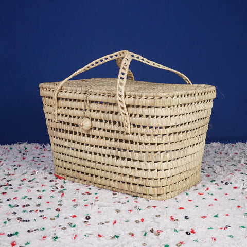 Coffre de rangement en osier - Coffre de rangement et panier en feuille de palmier 50 cm