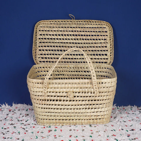 Coffre de rangement en osier - Coffre de rangement et panier en feuille de palmier 50 cm