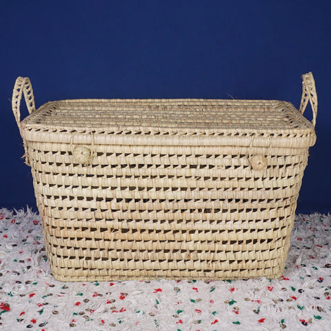 Coffre de rangement en osier - Coffre de rangement et panier en feuille de palmier 60 cm