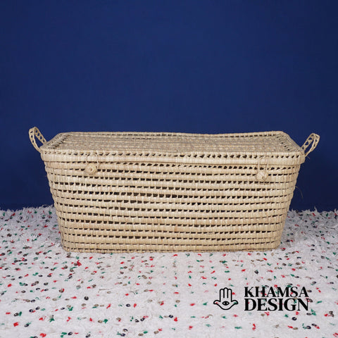Coffre de rangement en osier - Coffre de rangement et panier en feuille de palmier 80 cm