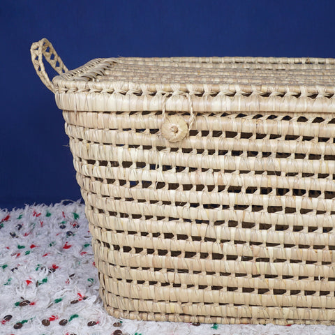 Coffre de rangement en osier - Coffre de rangement et panier en feuille de palmier 80 cm
