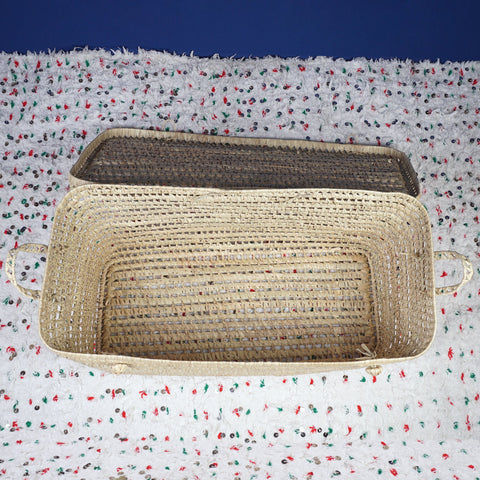 Coffre de rangement en osier - Coffre de rangement et panier en feuille de palmier 80 cm