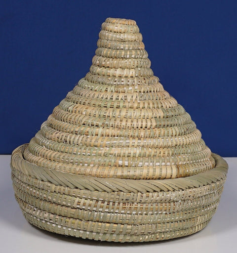 panier, panier de rangement marocain, fait main au Maroc, panier avec couvercle, panier berbère, panier ethnique, panier à tajine, panier à pampilles