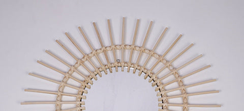 Miroir mural rond en rotin Fleur - décoration murale - écru naturel fait main - Miroir bohème en rotin - Miroir décoratif mural - Miroirs en osier