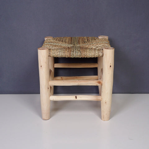 Tabouret marocain en bois et tressé