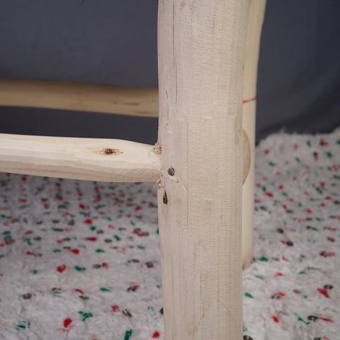 Banc marocain en bois massif et tissage naturel