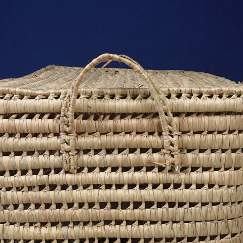 Coffre de rangement en osier - Coffre de rangement et panier en feuille de palmier 80 cm, je t'aime