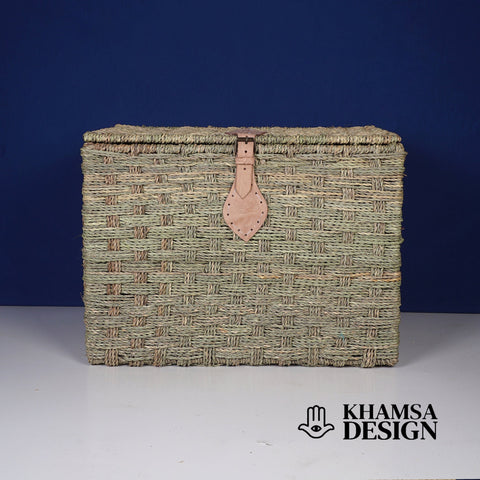 Malle de rangement en osier - Coffre de rangement en feuille de palmier Panier de rangement